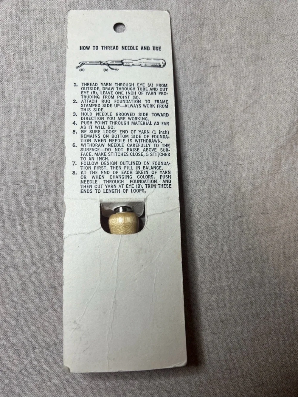 Vintage Susan Bates No 6 Rug Punch Needle Tool Original Packaging Card